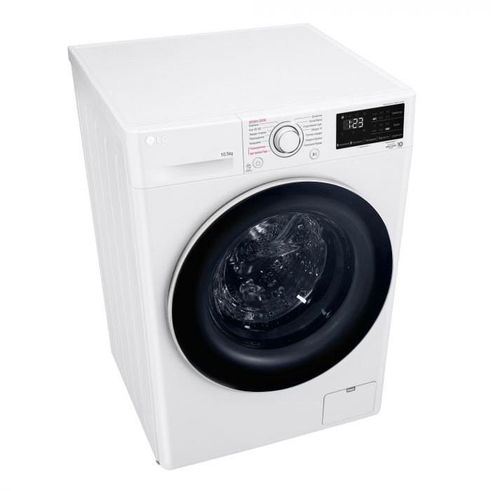 Пральна машина LG фронтальна, 10,5кг, 1400, A+++, 57см, дисплей, пара, інвертор, білий