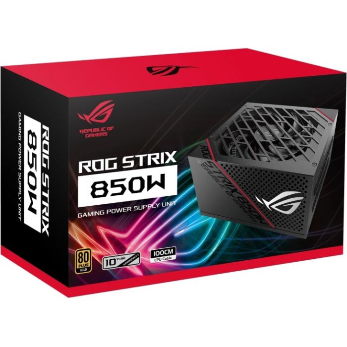 Блок живлення ASUS ROG STRIX  (850W), >90%, 80+ Gold, 135mm, 1xMB 24pin(20+4), 2xCPU 8pin(4+4), 3xMolex, 8xSATA, 6xPCIe 8pin(6+2), Fully Modular, ROG-STRIX-850G