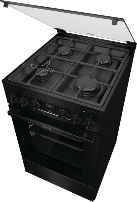 Плита Gorenje GK5C41BF комбінована, 70л, 50x60см, дисплей, чавун,  чорний