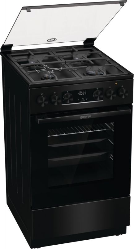 Плита Gorenje GK5C41BF комбінована, 70л, 50x60см, дисплей, чавун,  чорний