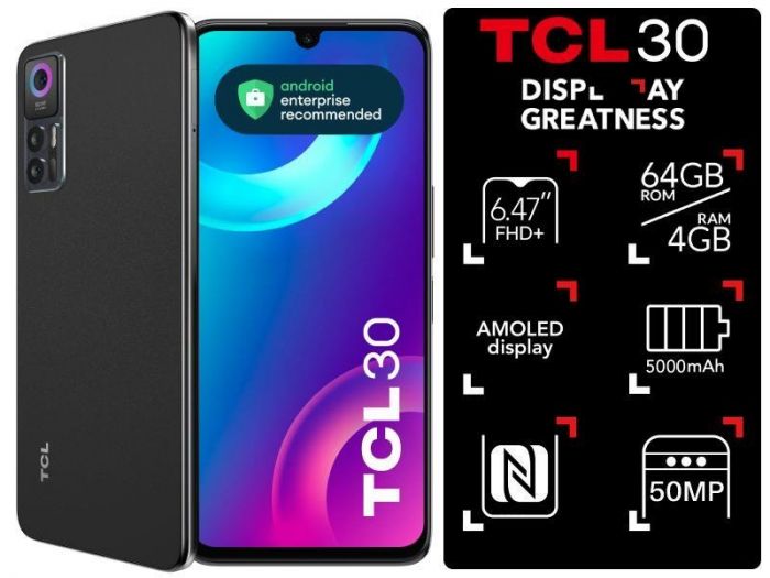 Смартфон TCL 30 (T676H) 4/64GB 2SIM Tech Black