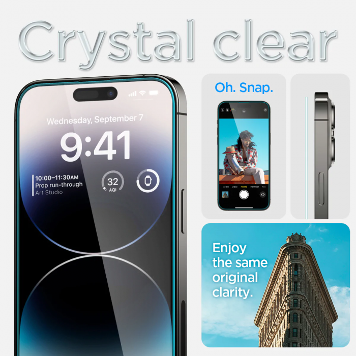 Захисне скло Spigen для Apple Iphone 14 Pro Glas tR EZ Fit (2 Pack), Clear