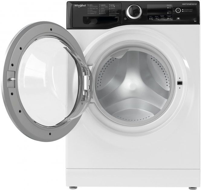 Пральна машина Whirlpool фронтальна, 6кг, 1200, A+++, 43см, дисплей, інвертор, люк чорний, білий