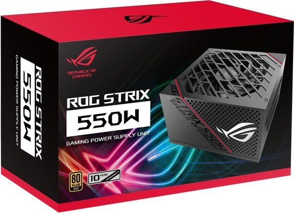 Блок живлення ASUS ROG STRIX  (550W), >90%, 80+ Gold, 135mm, 1xMB 24pin(20+4), 2xCPU 8pin(4+4), 3xMolex, 8xSATA, 2xPCIe 8pin(6+2), Fully Modular, ROG-STRIX-550G