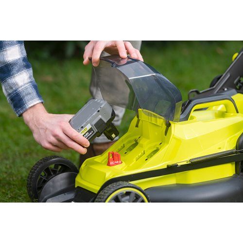 Газонокосарка акумуляторна Ryobi RY18LMX40B-0, ONE+ 18В, 40см, 40л, 18.2кг, 25-70мм, безщет., мульчування, до 400м2 (без АКБ та ЗП)