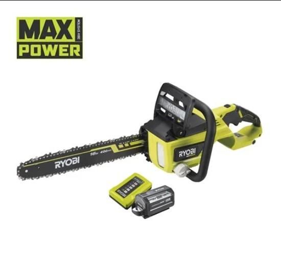 Пила ланцюгова акумуляторна Ryobi RY36CSX40B-160P, шина 40см Oregon MAX POWER 36В, АКБ 1х6Аг, безщіткова, бічний двигун