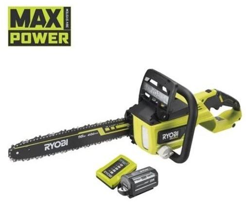 Пила ланцюгова акумуляторна Ryobi RY36CSX40B-160P, шина 40см Oregon MAX POWER 36В, АКБ 1х6Аг, безщіткова, бічний двигун