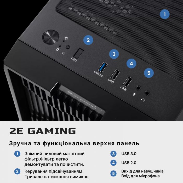 Комп’ютер персональний 2E Asus Gaming Intel i5-10400F/B560/16/512F+1000/NVD1660TI-6/FreeDos/2E-GM7/650W