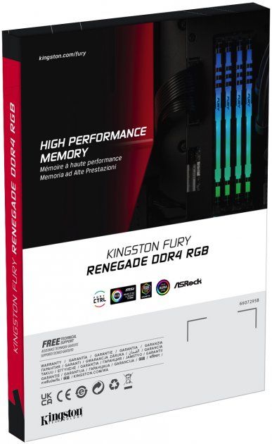 Пам'ять ПК Kingston DDR4 16GB KIT (8GBx2) 4000 FURY Renegade RGB