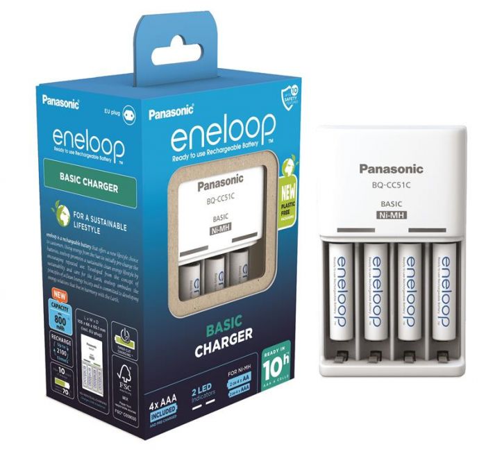 Зарядний пристрій Basic Charger New + Eneloop 4AAA 800 mAh NI-MH