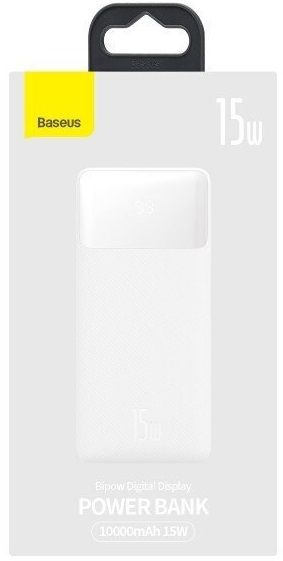 Портативний зарядний пристрій Power Bank Baseus 10000mAh 15W Bipow 2xUSB/USB-C/microUSB White