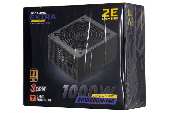 Блок живлення 2E GAMING EXTRA POWER (1000W), >90%, 80+ Gold, 140mm, 1xMB 24pin(20+4), 2xCPU 8pin(4+4), 4xMolex, 6xSATA, 8xPCIe 8pin(6+2), Fully Modular