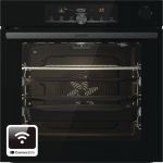 Духова шафа Gorenje BPSA6747A08BGWI електрична, 77л, A+, пара, дисплей, Wi-Fi керування, піроліз, готув. на різн рівнях, чорний