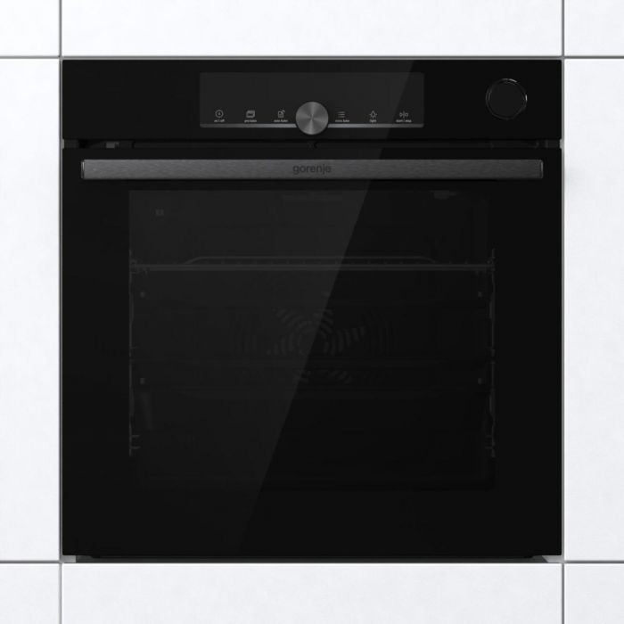 Духова шафа Gorenje BPSA6747A08BGWI електрична, 77л, A+, пара, дисплей, Wi-Fi керування, піроліз, готув. на різн рівнях, чорний