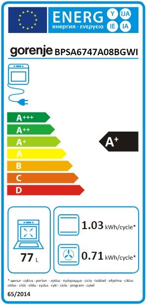 Духова шафа Gorenje BPSA6747A08BGWI електрична, 77л, A+, пара, дисплей, Wi-Fi керування, піроліз, готув. на різн рівнях, чорний