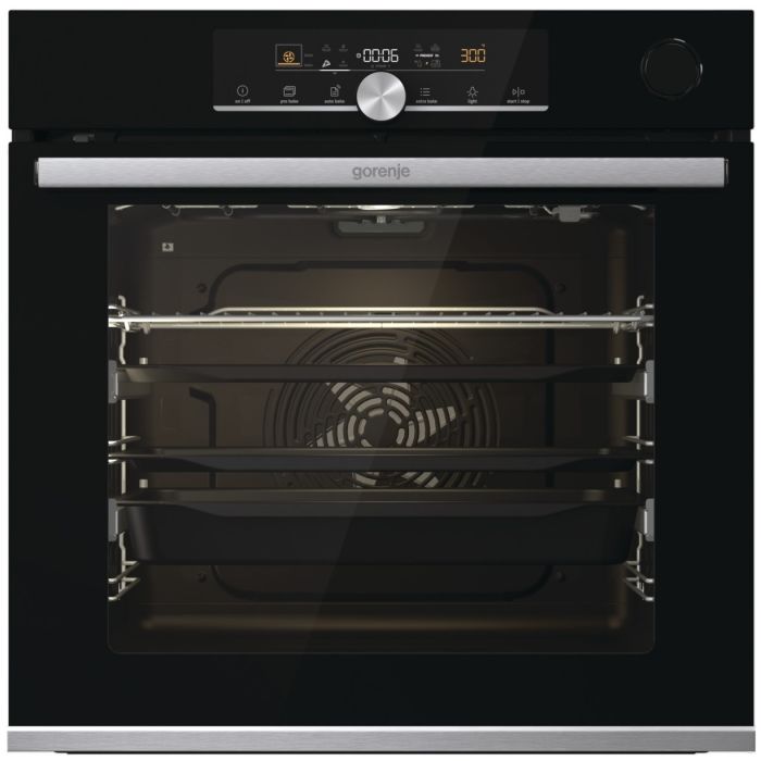 Духова шафа Gorenje BPSAX6747A08BG електрична, 77л, A+, пара, дисплей, піроліз, готування на різних рівнях, чорний