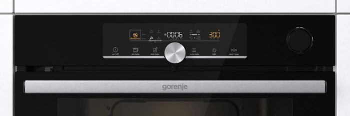 Духова шафа Gorenje BPSAX6747A08BG електрична, 77л, A+, пара, дисплей, піроліз, готування на різних рівнях, чорний