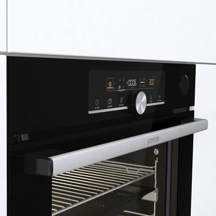 Духова шафа Gorenje BPSAX6747A08BG електрична, 77л, A+, пара, дисплей, піроліз, готування на різних рівнях, чорний