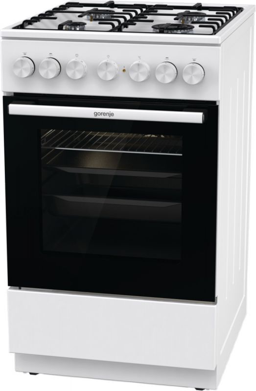 Плита Gorenje GK5B41WH комбінована, 70л, 50x60см, дисплей, IconLed, емальовані,  білий