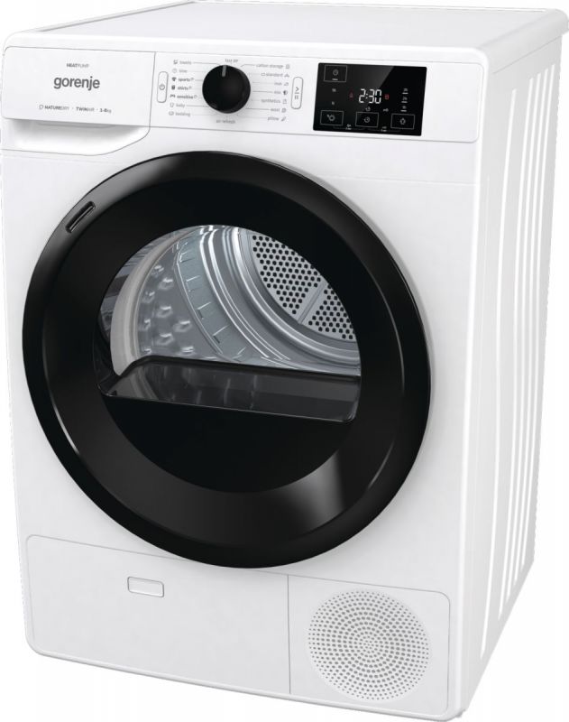 Сушильна машина Gorenje DNE82/GN тепловий насос, 8кг, A++, 60см, дисплей, білий