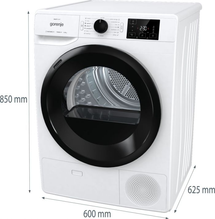 Сушильна машина Gorenje DNE82/GN тепловий насос, 8кг, A++, 60см, дисплей, білий