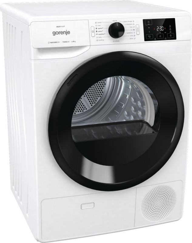 Сушильна машина Gorenje DNE82/GN тепловий насос, 8кг, A++, 60см, дисплей, білий