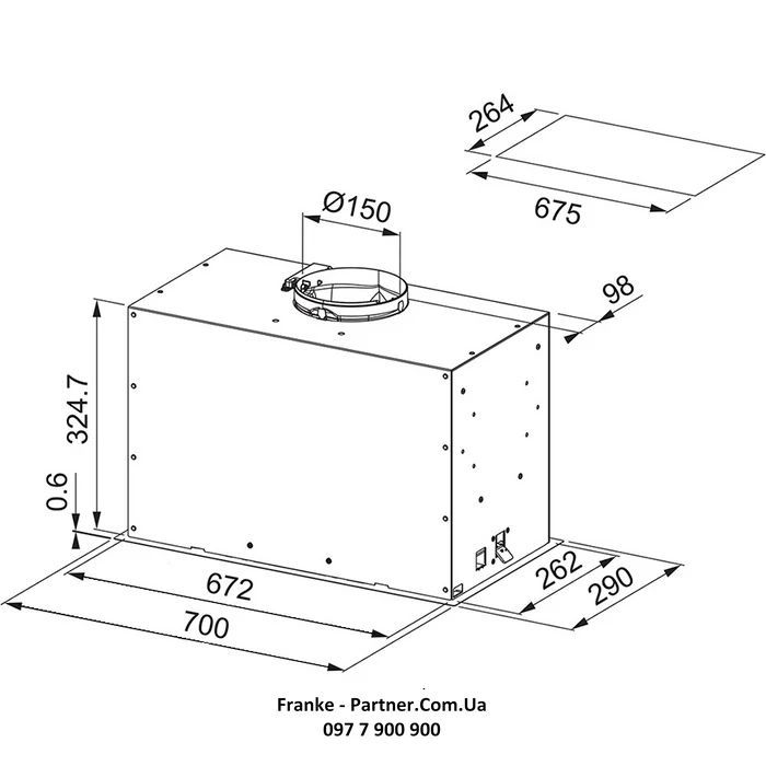 Витяжка Franke вбудовувана Box Flush EVO, 70см, 1120м3ч, FBFEXSA70, нерж