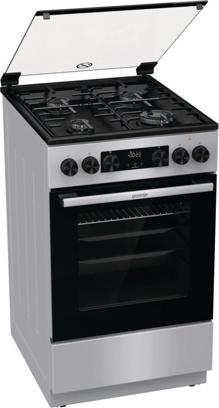 Плита Gorenje GK5C62SH комбінована, 70л, 50x60см, дисплей, IconLed, емальовані, сірий