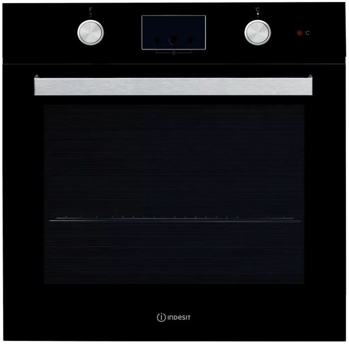 Oven Indesit electrical, 66L, A, display, convection, black