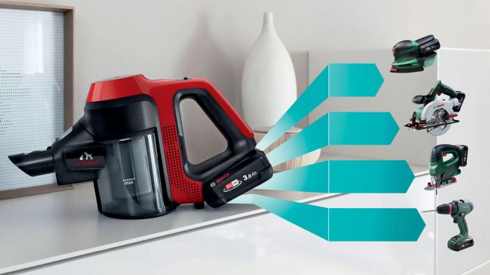 Пилосос Bosch безпровідний, конт пил -0.3л, автон. робота до 40хв, вага-2.9кг, НЕРА, червоний