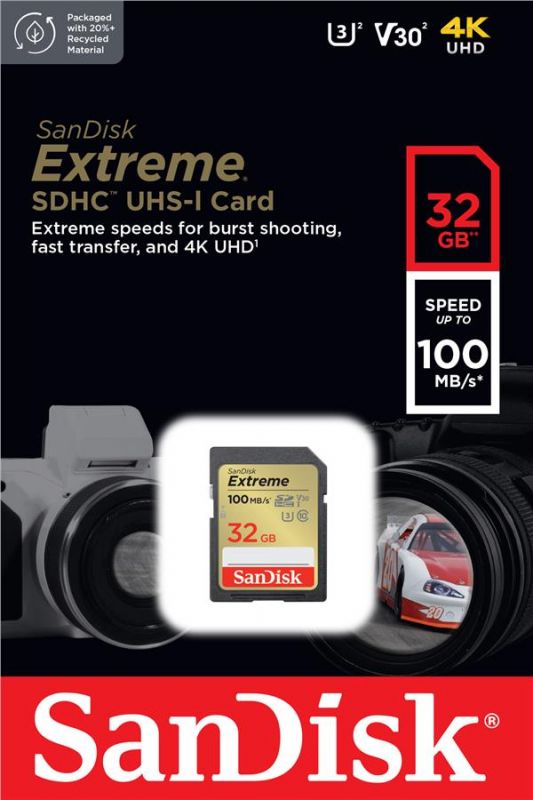 Карта пам'яті SanDisk SD   32GB C10 UHS-I U3 R100/W60MB/s Extreme V30