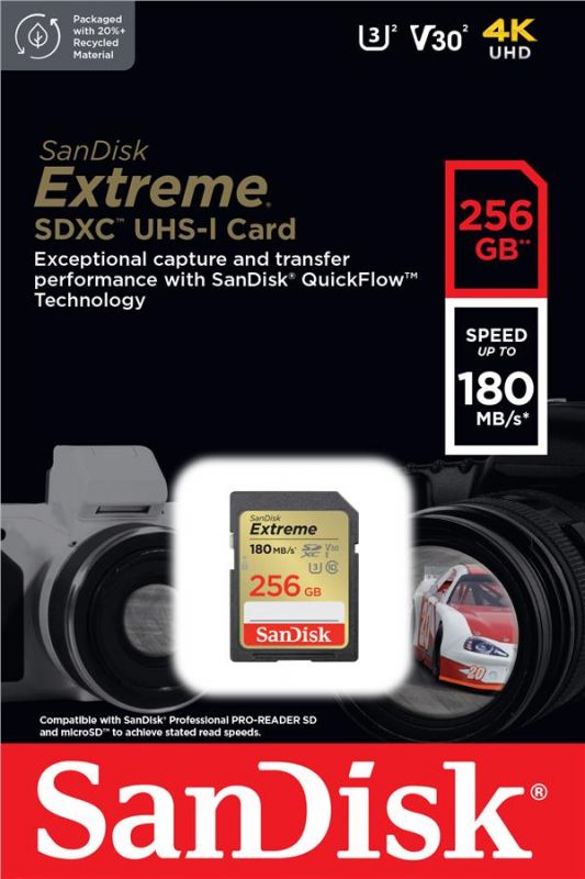 Карта пам'яті SanDisk SD  256GB C10 UHS-I U3 R180/W130MB/s Extreme V30
