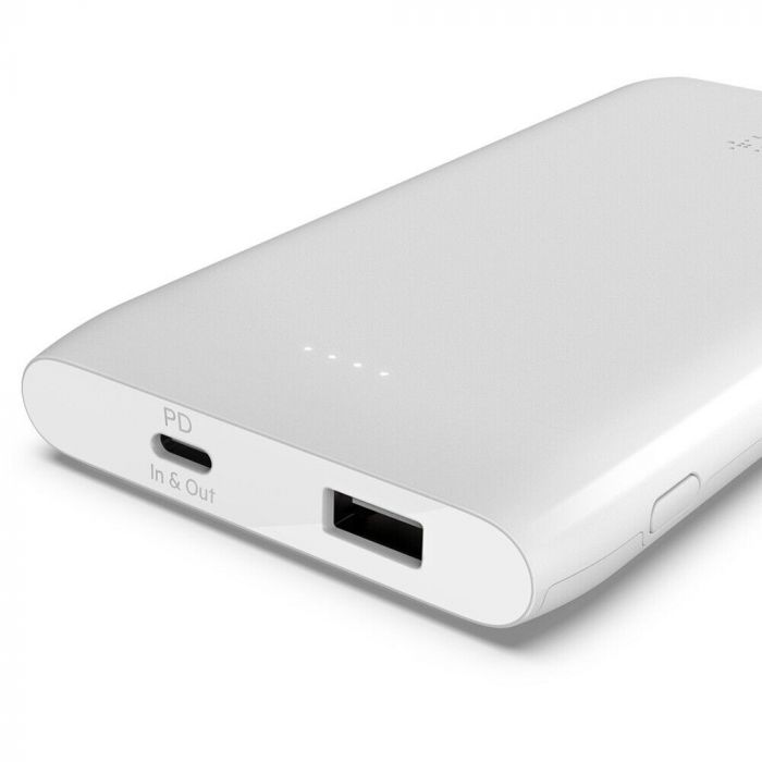 Універсальна літієва батарея Power Bank Belkin 10000mAh, 18W, USB-A, USB-C White