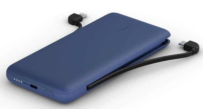 Універсальна літієва батарея Power Bank Belkin 10000mAh 23W integrated cables Blue