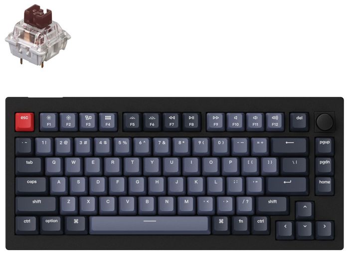 Клавиатура Keychron V1 84 Key QMK Gateron G PRO Brown Hot-Swap RGB Knob Carbon Black