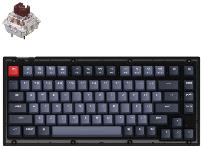 Клавиатура Keychron V1 84 Key QMK Gateron G PRO Brown Hot-Swap RGB Frosted Black
