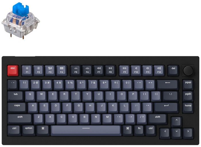 Клавиатура Keychron V1 84 Key QMK Gateron G PRO Blue Hot-Swap RGB Knob Carbon Black