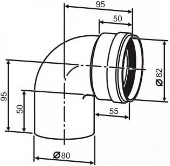 Відведення Bosch AZ 407 на 90°, діаметр 80 мм