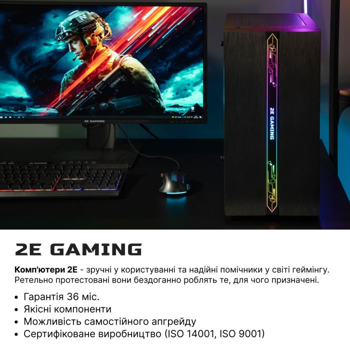 Комп’ютер персональний 2E Complex Gaming Intel i5-12400F/H610/16/256F+1000/RX560-4/FreeDos/2E-G2107-500/500W