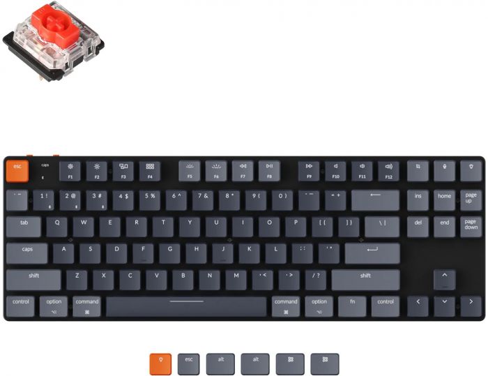 Клавіатура Keychron K1SE 87 Key Gateron Red RGB WL UA Black