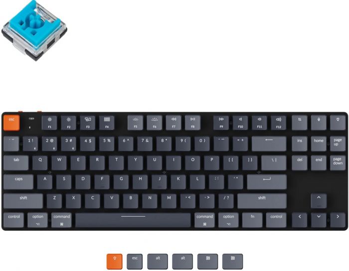 Клавіатура Keychron K1SE 87 Key Optical Blue White Led Hot-Swap WL UA Black
