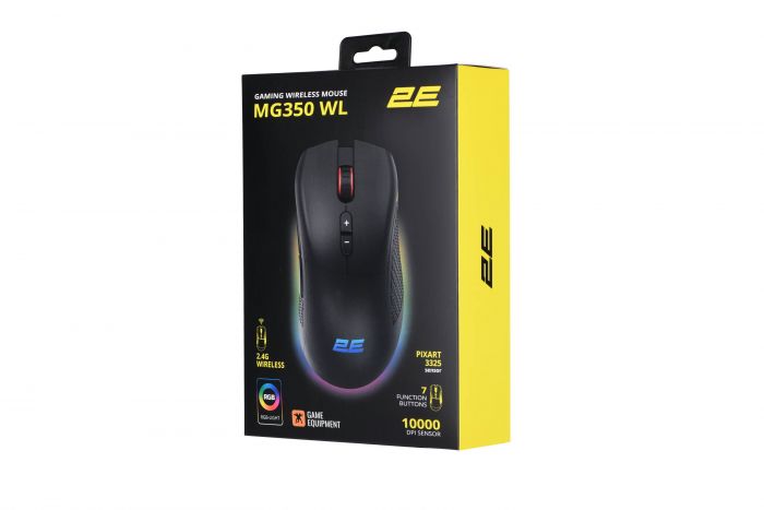 Миша 2E GAMING MG350 WL, RGB USB Black