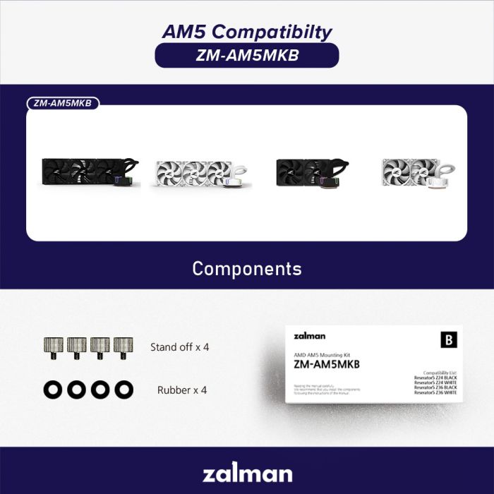 Кріплення для AMD AM5 Zalman ZM-AM5MKB, RESERATOR5Z24BLACK/WHITE, RESERATOR5Z36BLACK/WHITE