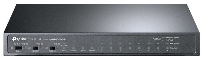 Комутатор TP-LINK TL-SL1311MP 8x1FE/PoE+ 124W 2xGE 1xSFP