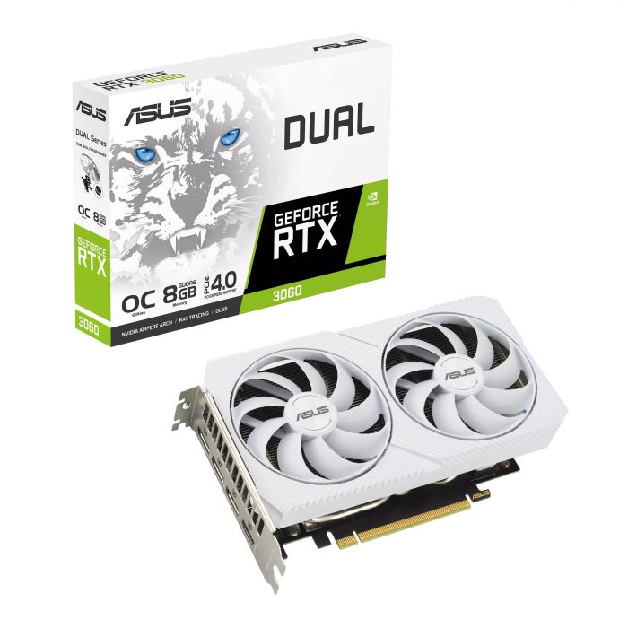 Відеокарта ASUS GeForce RTX 3060 8GB GDDR6 DUAL OC WHITE DUAL-RTX3060-O8G-WHITE