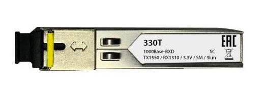 SFP-Трансiвер 330T/3KM 1x1000Base-BX-D, WDM, SM 3км, SC