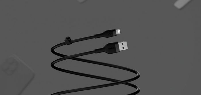 Кабель Belkin USB-A - Lightning силіконовий, з кліпсою, 3м, чорний