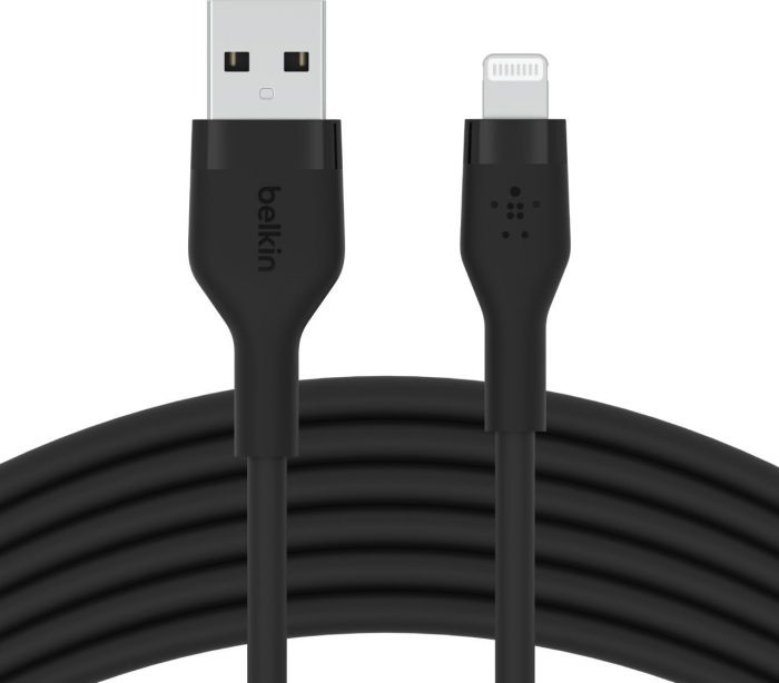 Кабель Belkin USB-A - Lightning силіконовий, з кліпсою, 3м, чорний