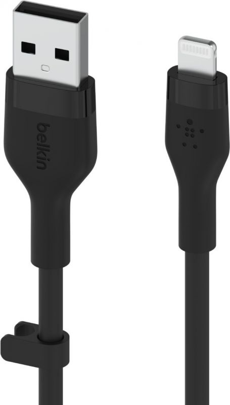 Кабель Belkin USB-A - Lightning силіконовий, з кліпсою, 3м, чорний