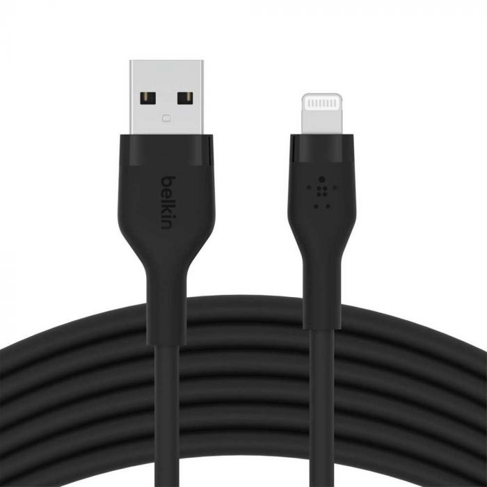 Кабель Belkin USB-A - Lightning силіконовий, з кліпсою, 3м, чорний